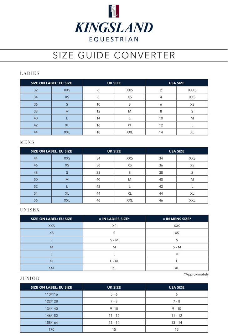 Kingsland Size Guide
